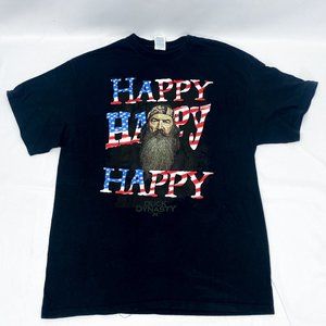 Happy Happy Happy Duck Dynasty T-Shirt Patriotic Theme Black Men's Shirt